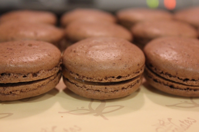 Chocolate French Macarons with Salted Butter Caramel